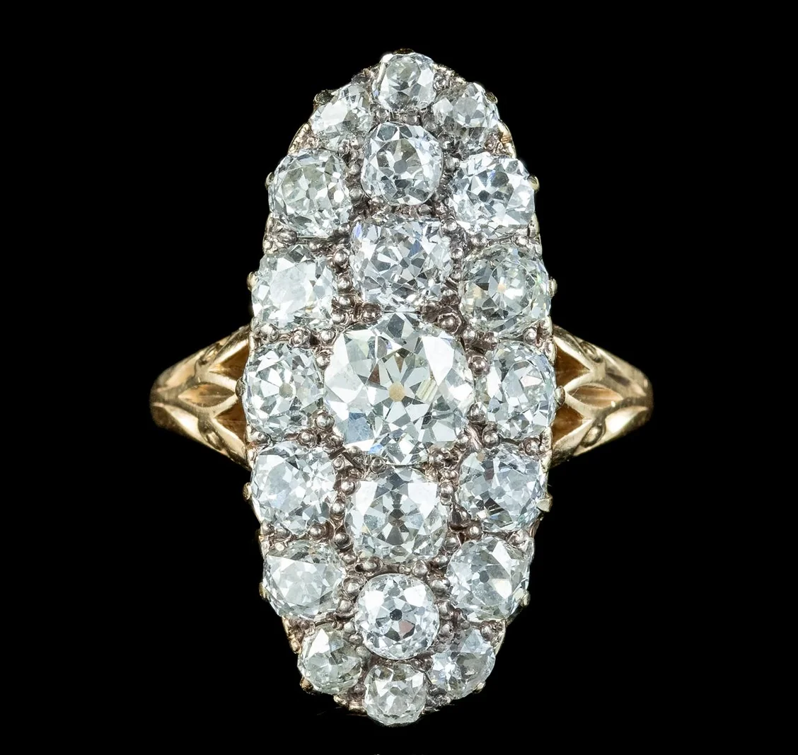 An antique Victorian diamond cluster engagement ring