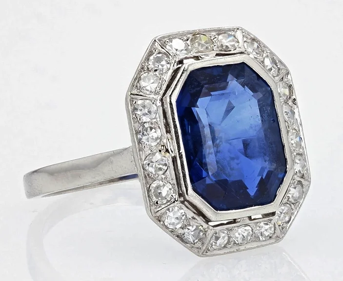 Art Deco sapphire and diamond engagement ring