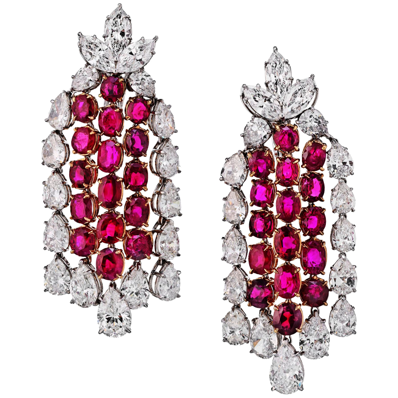 Harry Winston Ruby & Diamond Earrings, 1970