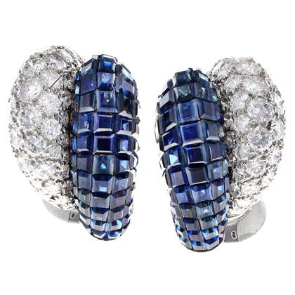 Van Cleef & Arpels Sapphire and Diamond Earrings, 1980